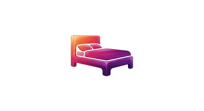 Modern double bed icon with warm gradient colors
