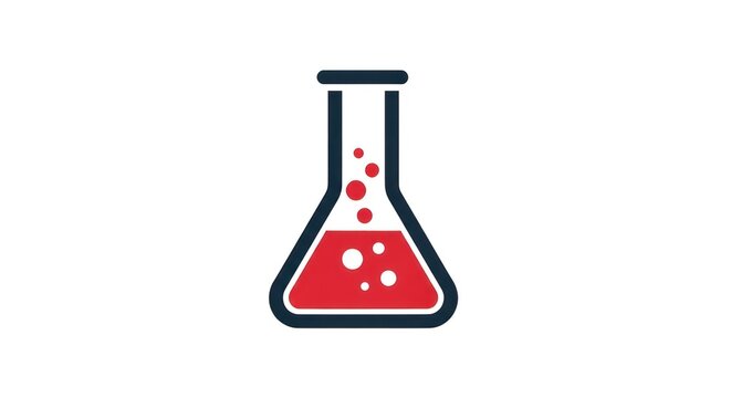 Science lab flask with bubbling red liquid