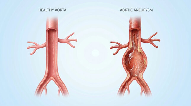 Aortic Aneurysm Wall Dilatation vs Healthy Aorta Anatomy
