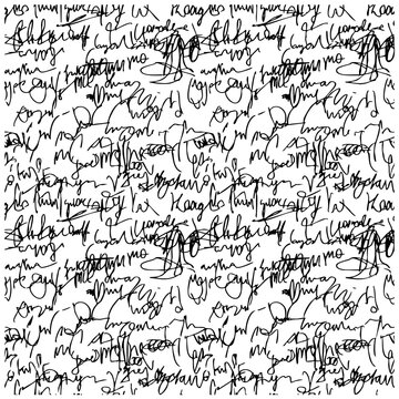 The scene displays a dense collection of handwritten signatures and scribbles on a white surface.