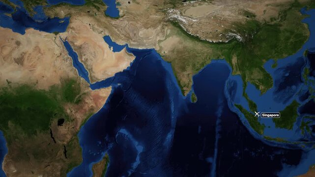 Animated Flight Route Map Showing Travel Path From Singapore to Cairo