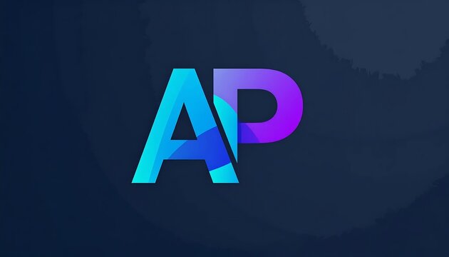Gradient Ap Lettermark Centered on Dark Blue Abstract Background