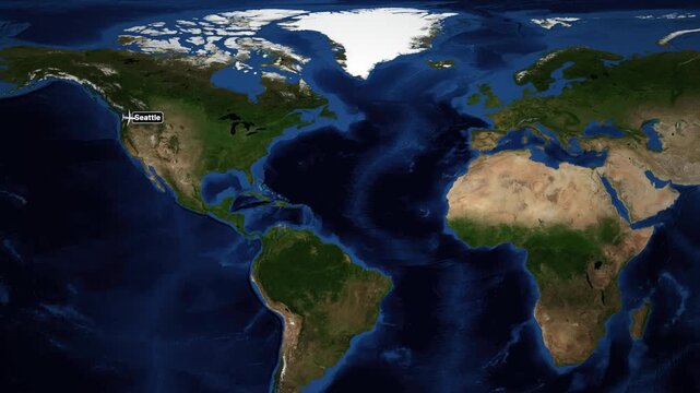 Animated Flight Route Map from Seattle to Helsinki Across the Atlantic