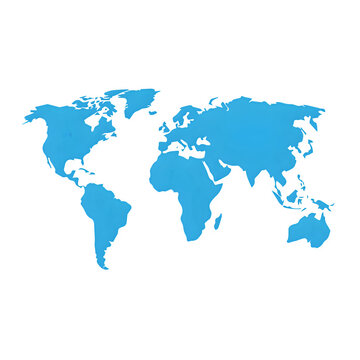 Transparent World Map PNG, Minimalist Blue Earth Map Vector, Global Continents Clipart Design