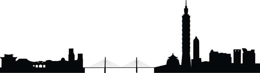 Naklejka premium Taipei city skyline prepared in vector