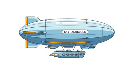Blue Airship Blimp Transportation Sky Tanusuorr Vector Illustration © Azrha