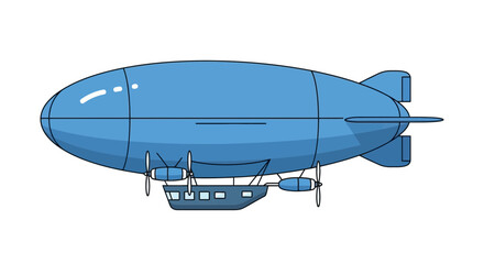 Blue Airship Blimp Illustration Isolated on White Background © Azrha