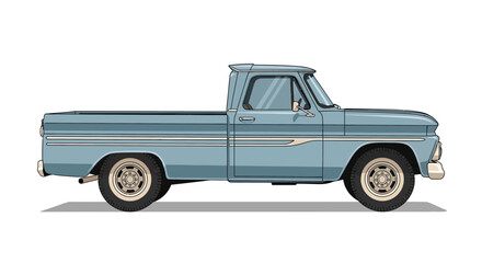 Fototapeta premium Vintage Blue Pickup Truck Isolated on White Background
