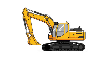 Yellow Excavator Machine on Tracks, Construction Equipment, Heavy Duty Vehicle © Azrha