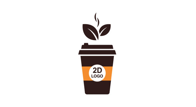 Brown coffee cup with leaf design.