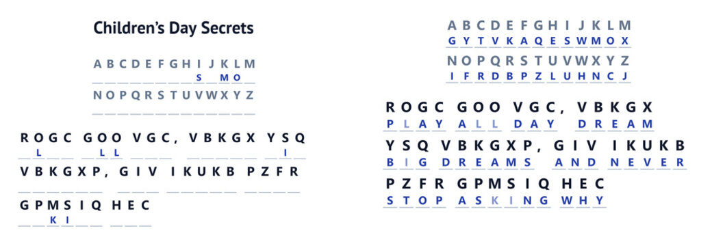 Children's Day Secrets with The Theatetus Cipher showing encrypted text  