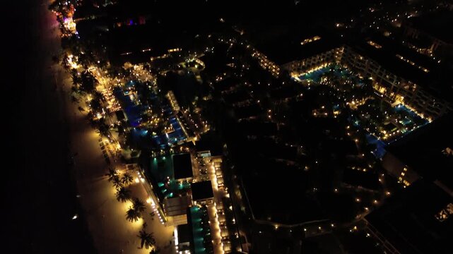 ALONEA BECH AT NIGHT DRONE SHOT