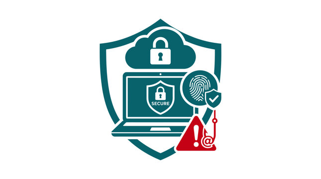 Digital Security Laptop Shield Icon.
