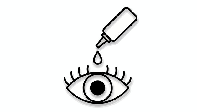 Eye with eye drops, dry eye relief, medical illustration
