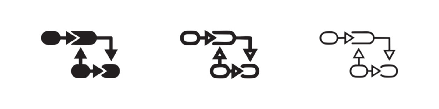 Workflow process cycle icon set. Business and development steps symbol for iterative tasks and management.
