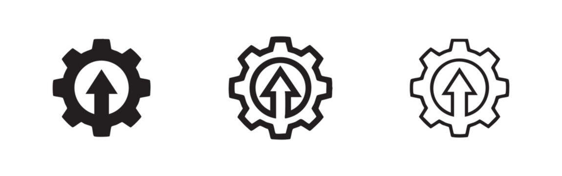 System upgrade and optimization icon set with gear and arrow for software management