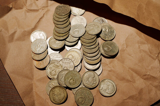 Soviet Union Vintage Coins Collection Flat Lay