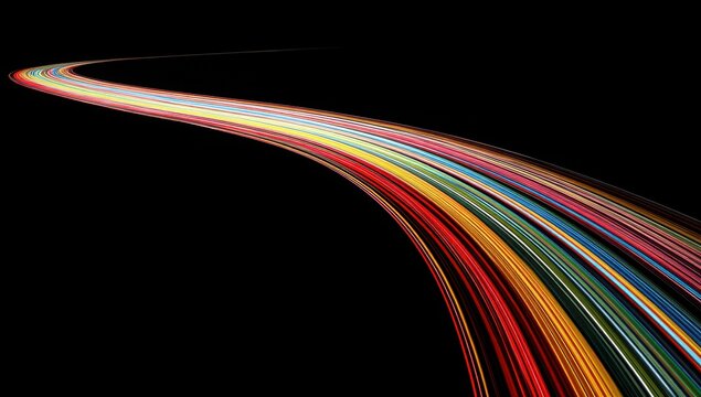 Colorful futuristic light trails abstract background for AI technology digital network speed and data flow concept or website hero banner use