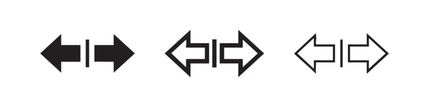 Expand and resize arrows icon set. Symbolizing scaling, width adjustment, enlarge, and maximize functionality.