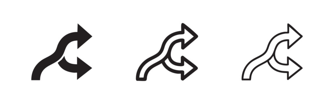 Branching paths icon set, decision and direction symbol