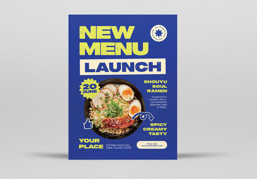 Blue Bold New Menu Launch Flyer