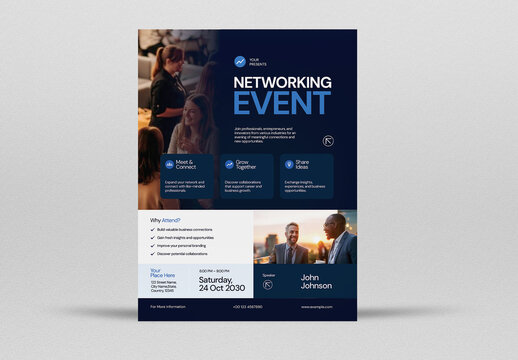 Blue Modern Networking Event Flyer