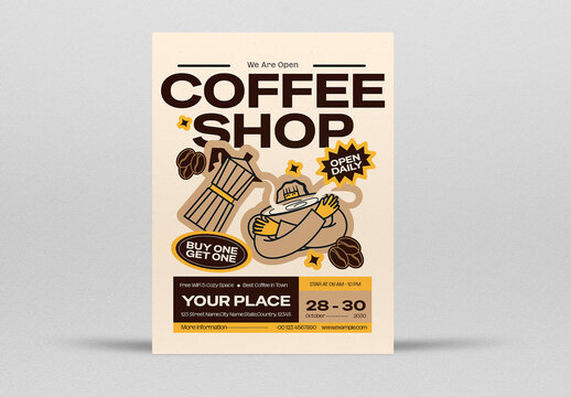 Cream Naive Design Coffee Shop Promo Flyer