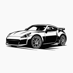 Obraz premium Dynamic vector illustration of a contemporary high-performance sports vehicle, showcasing its sleek lines and powerful automotive design for enthusiasts