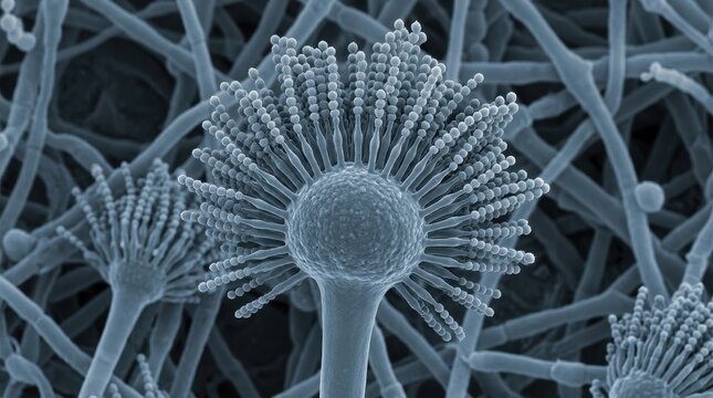 Aspergillus fumigatus Conidiophore Sporulation, ESEM Imaging