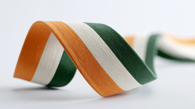 Tricolor Ribbon: A close-up shot captures a flowing ribbon, its segments colored in the iconic green, white, and orange, symbolizing national pride and unity.
