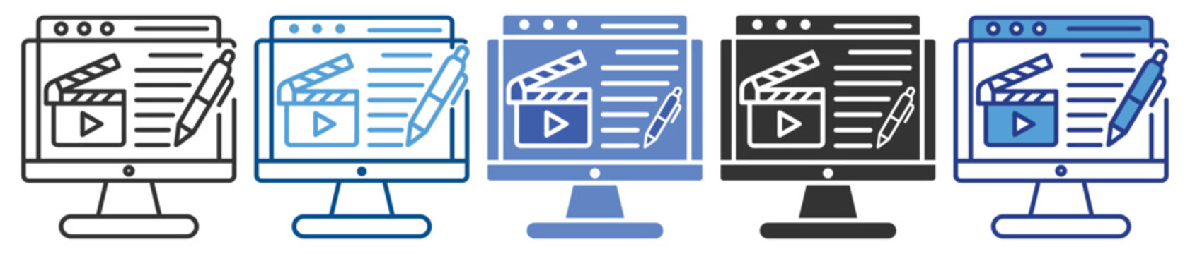Content creation icon set multiple style collection