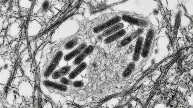Pseudomonas aeruginosa Alginate Biofilm, CF Lung Mucus TEM