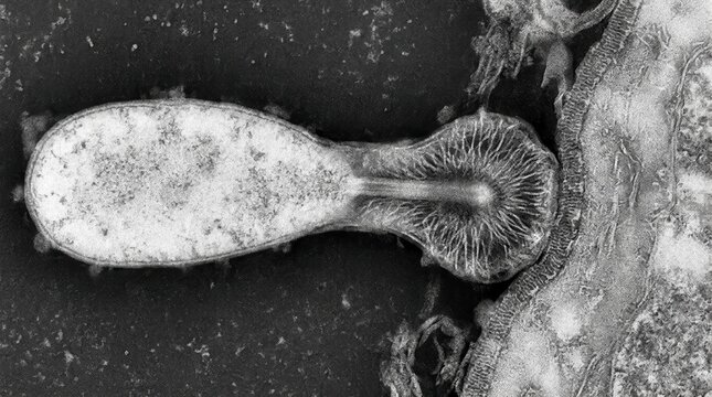 Mycoplasma pneumoniae Attachment Organelle, TEM Close-Up