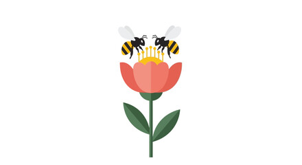 Two bees collecting nectar from a stylized flower © Ahmad