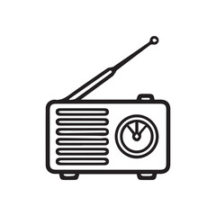 Fototapeta premium Vintage radio with antenna and dial icon