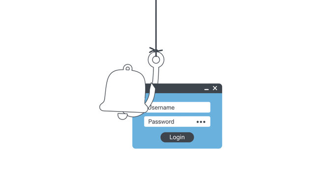 Notification bell icon login page.