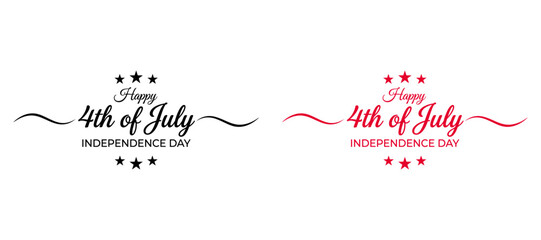 Happy 4th of July Independence Day elegant script lettering typography design set for US national holiday © DILARA