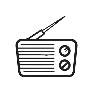Vintage radio icon with antenna and knobs