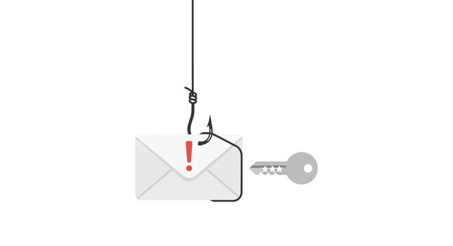 Phishing email with fishing hook and key.