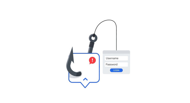 Phishing Hook Cyber Attack Icon.