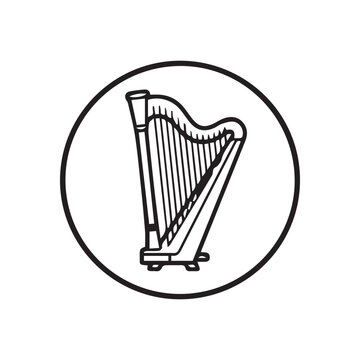 Harp icon in a circle outline