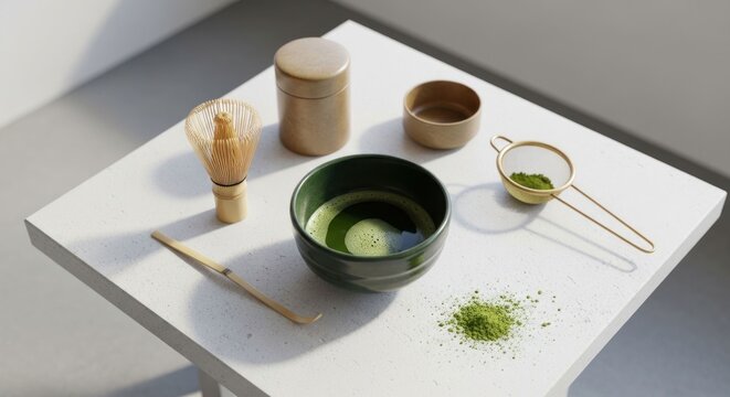 Traditional Japanese Matcha Tea Ceremony Set with Whisk and Bowl 1.