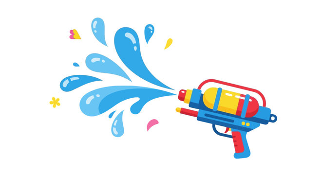 Colorful Water Gun with Water Splashes