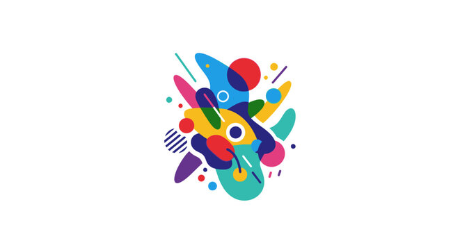 Colorful abstract shapes and symbols.