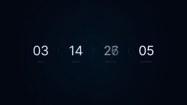 Digital countdown timer showing days hours minutes and seconds