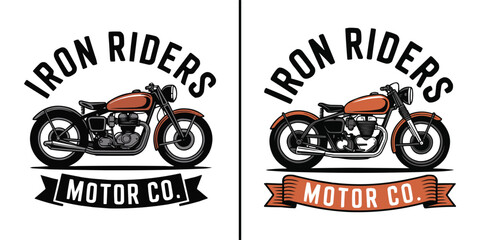 Fototapeta premium Vintage motorcycle emblem design for an iron riders motor company