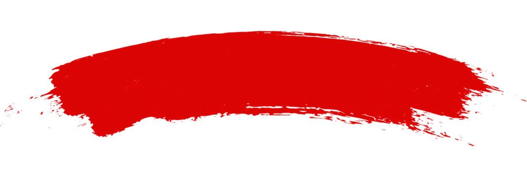 Vibrant red brush stroke on isolated transparent background for design and artistic use