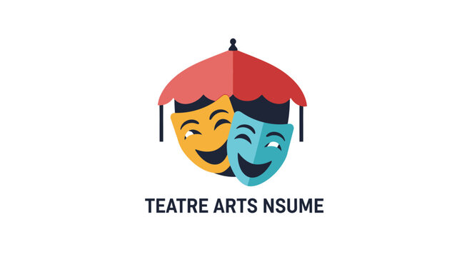 Theatre drama comedy acting masks logo.
