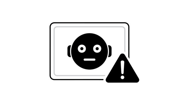 Warning sign with concerned emoticon face.