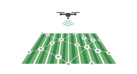 Obraz premium Drone flying over a green field.